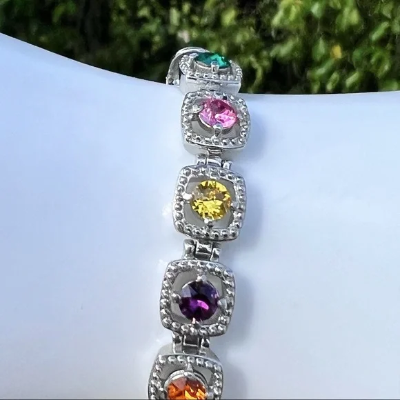 SWAROVSKI Multicolor Crystal Silver Link Bracelet - Picture 10 of 15